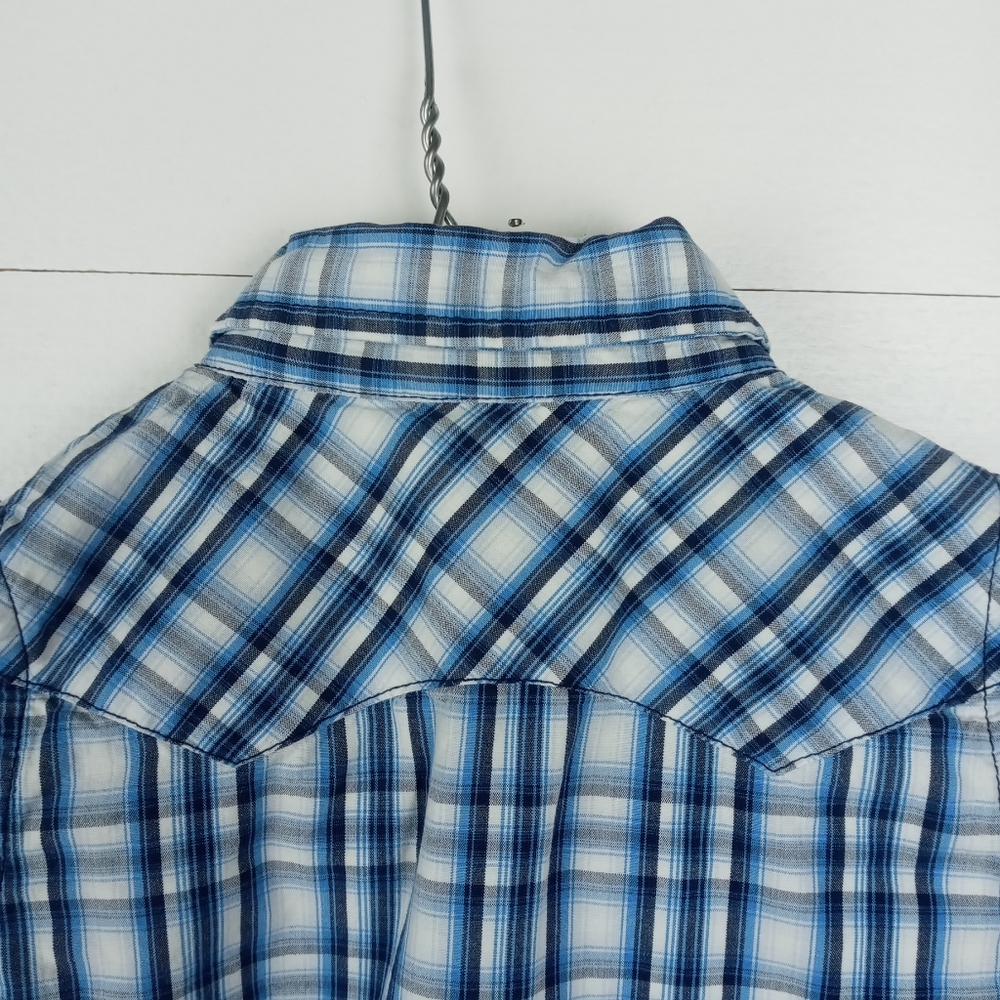 Baby Gap boys size 6-12 mos plaid pearl snap western top collared, full button - Picture 6 of 7